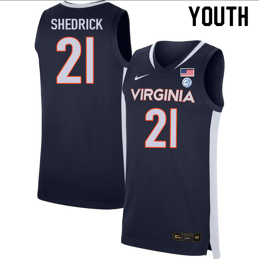 Youth #21 Kadin Shedrick Virginia Cavaliers College 2022-23 Stitched Basketball Jerseys Sale-Navy